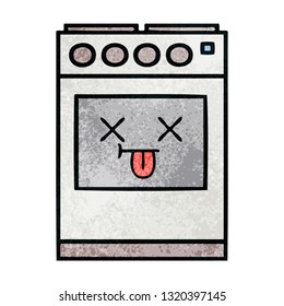 caricatura de textura retro grunge de un horno de cocina