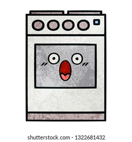 retro grunge texture cartoon of a kitchen oven