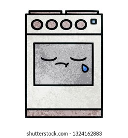 caricatura de textura retro grunge de un horno de cocina