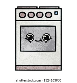 retro grunge texture cartoon of a kitchen oven
