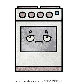 caricatura de textura retro grunge de un horno de cocina