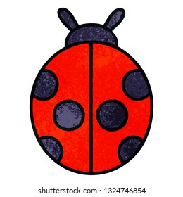 retro grunge texture cartoon of a lady bug