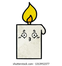 retro grunge texture cartoon of a lit candle