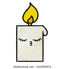 retro grunge texture cartoon of a lit candle