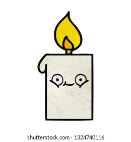 retro grunge texture cartoon of a lit candle