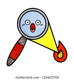 retro grunge texture cartoon of a magnifying glass