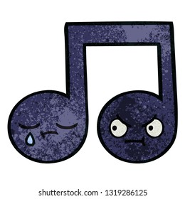 retro grunge texture cartoon of a musical note