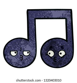 retro grunge texture cartoon of a musical note