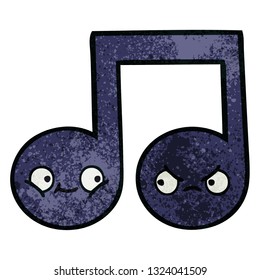 retro grunge texture cartoon of a musical note