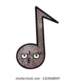 retro grunge texture cartoon of a musical note