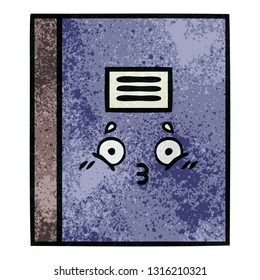 retro grunge texture cartoon of a notebook