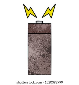 retro grunge texture cartoon of a old battery