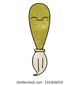 retro grunge texture cartoon of a paint brush