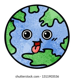Retro-Grunge Textur-Cartoon einer Erde