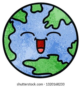 retro grunge texture cartoon of a planet earth