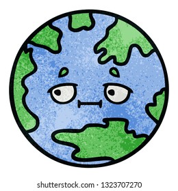 retro grunge texture cartoon of a planet earth