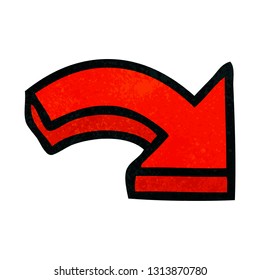 caricatura de textura retro grunge de una flecha apuntadora