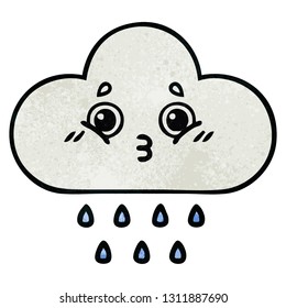retro grunge texture cartoon of a rain cloud