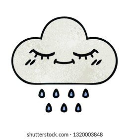 retro grunge texture cartoon of a rain cloud