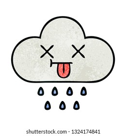 retro grunge texture cartoon of a rain cloud