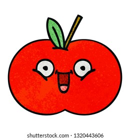 dibujo de textura retro grunge de una manzana roja