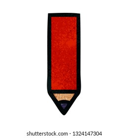retro grunge texture cartoon of a red pencil