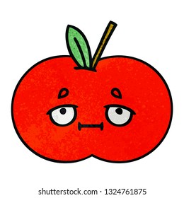 retro grunge texture cartoon of a red apple