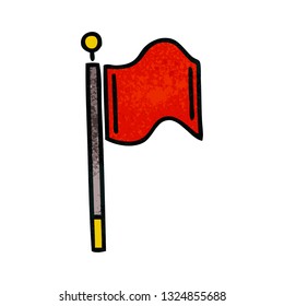 retro grunge texture cartoon of a red flag