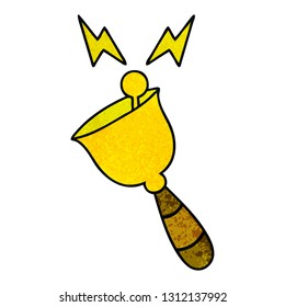 retro grunge texture cartoon of a ringing hand bell