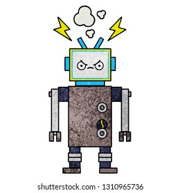 retro grunge texture cartoon of a robot