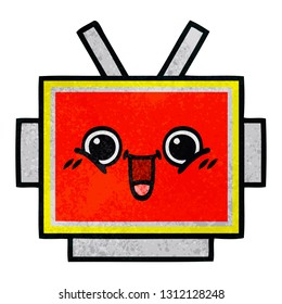 retro grunge texture cartoon of a robot head