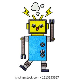 Retro-Grunge-Textur-Cartoon eines Roboters