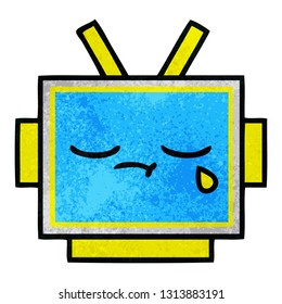 Retro-Grunge-Textur-Cartoon eines Roboterkopfes