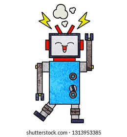 Retro-Grunge-Textur-Cartoon eines Roboters