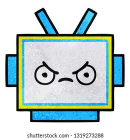 Retro-Grunge-Textur-Cartoon eines Roboterkopfes