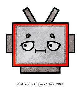 caricatura de textura retro grunge de una cabeza robot