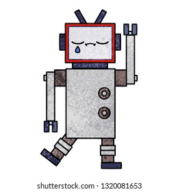 Retro-Grunge-Textur-Cartoon eines Roboters