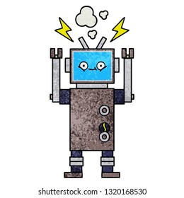 Retro-Grunge-Textur-Cartoon eines Roboters