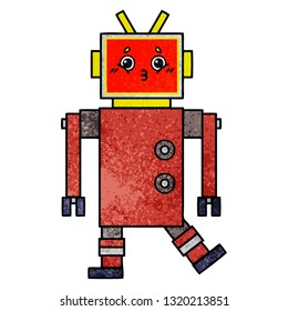 retro grunge texture cartoon of a robot