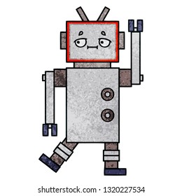 retro grunge texture cartoon of a robot
