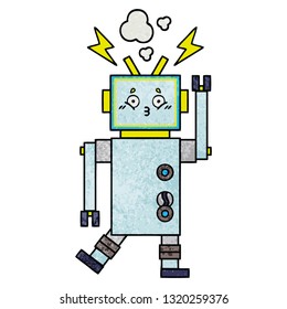 Retro-Grunge-Textur-Cartoon eines Roboters