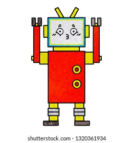 retro grunge texture cartoon of a robot