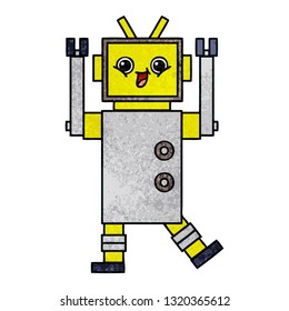retro grunge texture cartoon of a robot