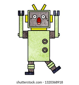 caricatura de textura retro grunge de un robot
