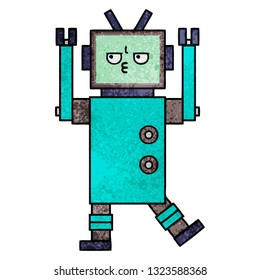 retro grunge texture cartoon of a robot