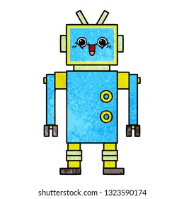 retro grunge texture cartoon of a robot