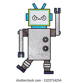 Retro-Grunge-Textur-Cartoon eines Roboters