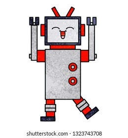 caricatura de textura retro grunge de un robot