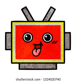 Retro-Grunge-Textur-Cartoon eines Roboterkopfes