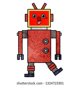 caricatura de textura retro grunge de un robot